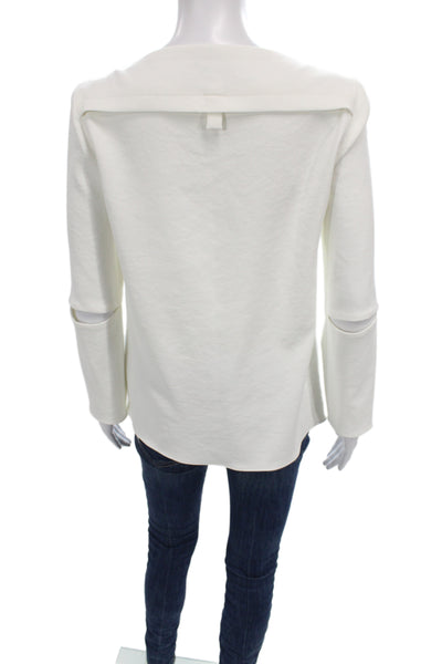 Tibi Women Basic White Boat Neck Long Sleeve Blouse Size 0