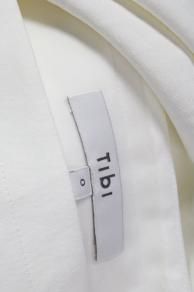 Tibi Women Basic White Boat Neck Long Sleeve Blouse Size 0