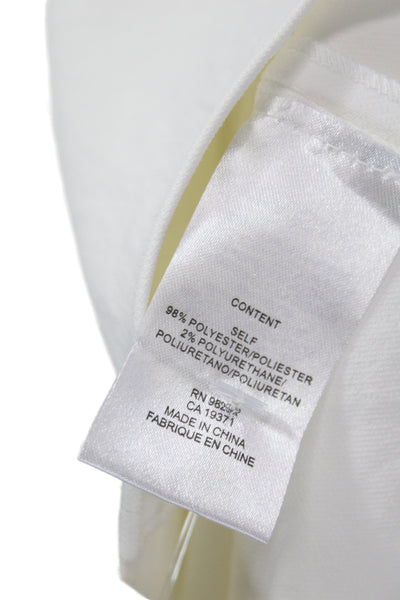 Tibi Women Basic White Boat Neck Long Sleeve Blouse Size 0