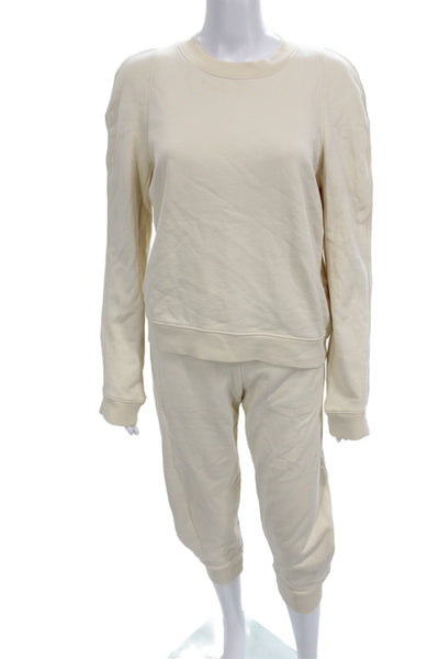 Tibi Womens Long Sleeves Pullover Sweat Suit White Cotton Size Small/Extra Small