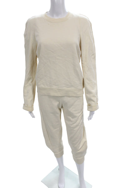 Tibi Womens Long Sleeves Pullover Sweat Suit White Cotton Size Small/Extra Small