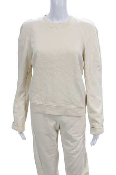 Tibi Womens Long Sleeves Pullover Sweat Suit White Cotton Size Small/Extra Small