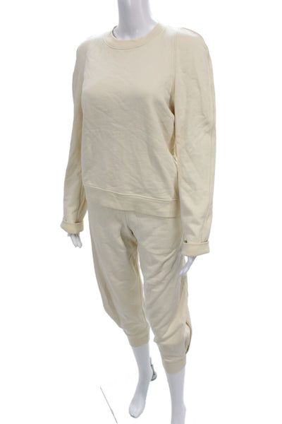 Tibi Womens Long Sleeves Pullover Sweat Suit White Cotton Size Small/Extra Small