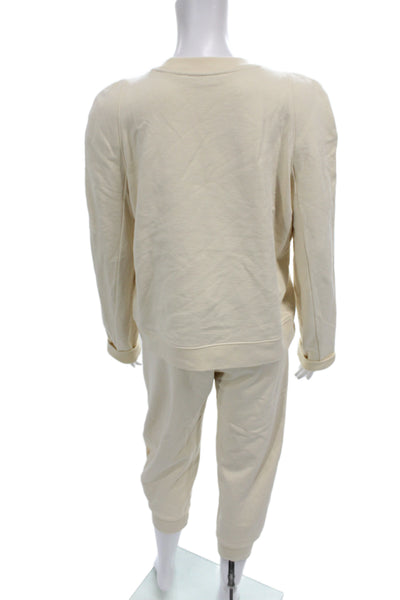 Tibi Womens Long Sleeves Pullover Sweat Suit White Cotton Size Small/Extra Small