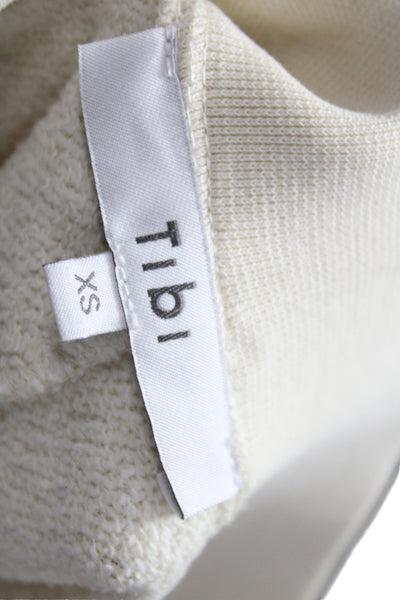 Tibi Womens Long Sleeves Pullover Sweat Suit White Cotton Size Small/Extra Small