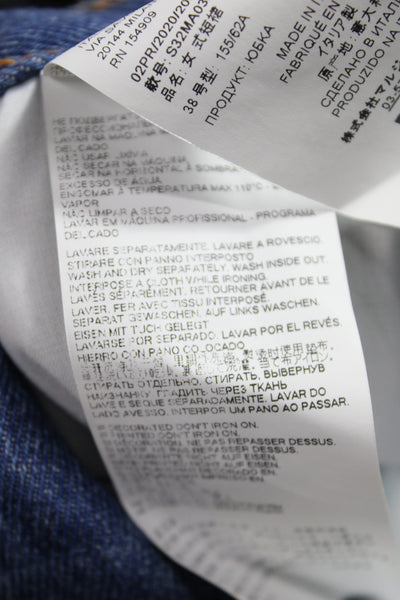 MM6 Maison Margiela Women Straight Pencil Skirt Blue Cotton Button Size 38