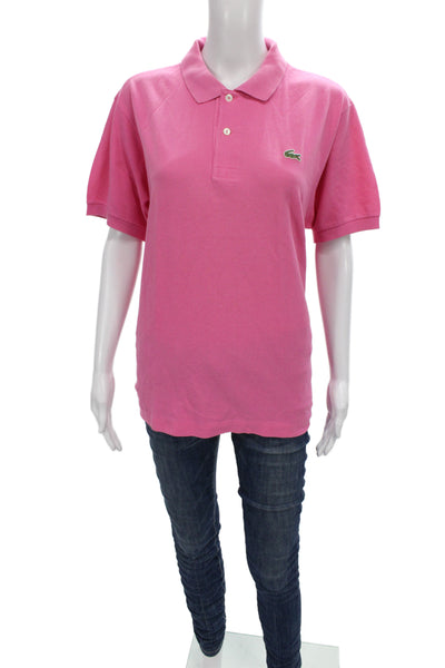 Lacoste Women Basic Pink Polo Collared Short Sleeve Cotton Size 5