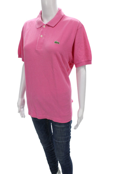 Lacoste Women Basic Pink Polo Collared Short Sleeve Cotton Size 5