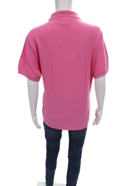 Lacoste Women Basic Pink Polo Collared Short Sleeve Cotton Size 5
