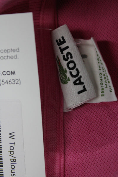 Lacoste Women Basic Pink Polo Collared Short Sleeve Cotton Size 5