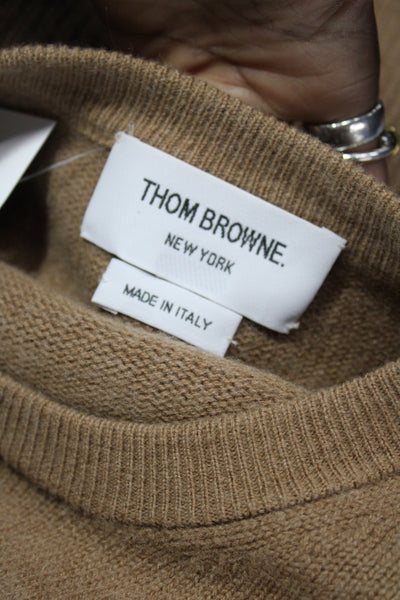 Thom Browne Women Striped Brown Wool Crewneck Pullover Sweater Size 3