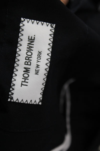 Thom Browne Mens Striped Cotton Collared Button-Up Black Long Sleeve Size 1