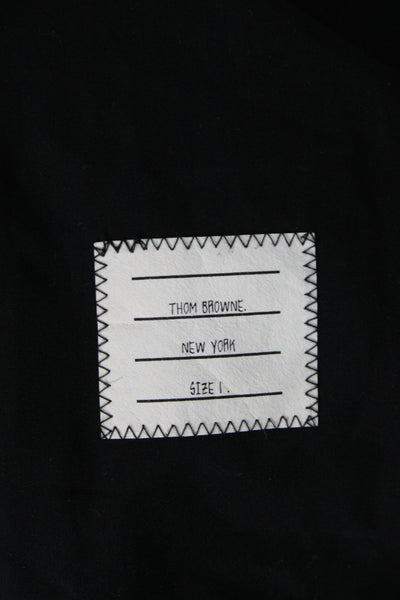 Thom Browne Mens Striped Cotton Collared Button-Up Black Long Sleeve Size 1