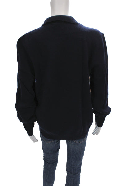 Polo Ralph Lauren Mens Collared Pullover Sweater Blue Italian Yarn Size M