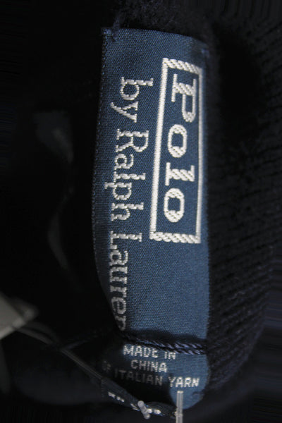 Polo Ralph Lauren Mens Collared Pullover Sweater Blue Italian Yarn Size M