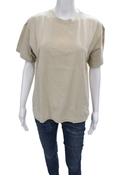 Bottega Veneta Unisex Basic Crew Neck Cotton T-Shirt Beige Short Sleeve Size S