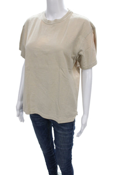 Bottega Veneta Unisex Basic Crew Neck Cotton T-Shirt Beige Short Sleeve Size S
