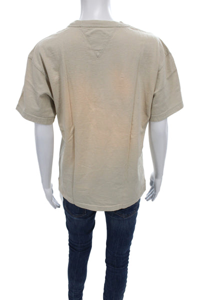 Bottega Veneta Unisex Basic Crew Neck Cotton T-Shirt Beige Short Sleeve Size S