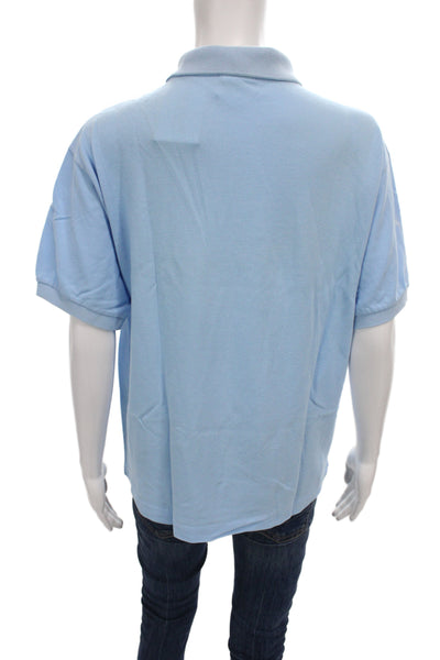 Lacoste Mens Polo Shirt Blue Cotton Collared Short Sleeve Solid Size 5