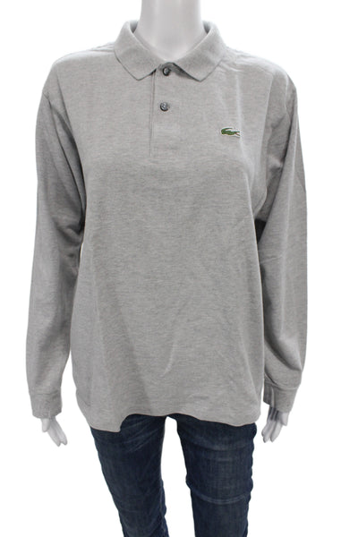 Lacoste Mens Polo Shirt Gray Long Sleeve Size 5