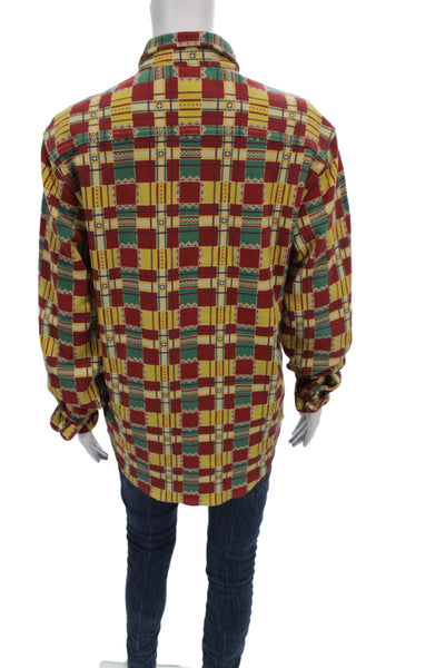 RRL Ralph Lauren Mens Button Front Green Plaid Cotton Long Sleeve Size S