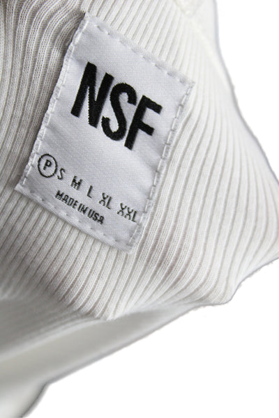 NSF Womens Henley Long Sleeve Basic T-Shirt White Petite Size XS