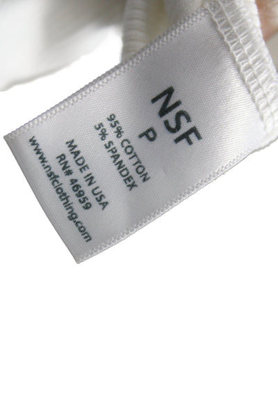 NSF Womens Henley Long Sleeve Basic T-Shirt White Petite Size XS