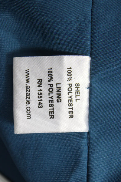 Azazie Women Gown Chiffon One Shoulder Mid-Calf Blue Size 14