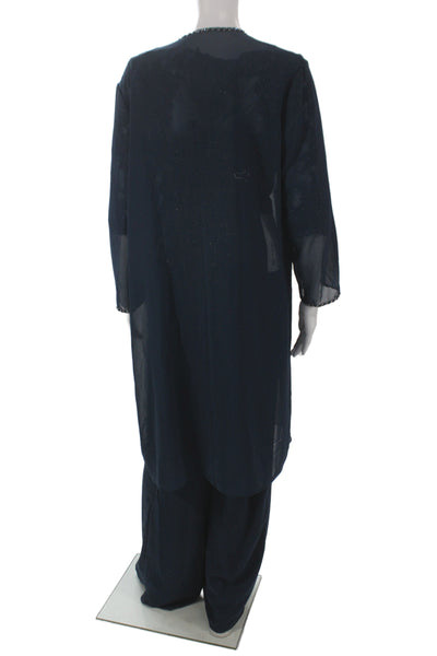 Azazie Womens Pantsuit Blue Polyester Wedding 3/4 Sleeve Size 16