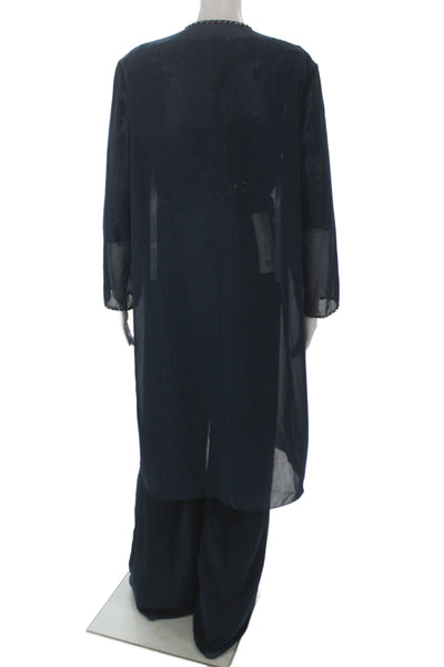 Azazie Womens Blue Pantsuit Wedding 3/4 Sleeve Polyester Size 14
