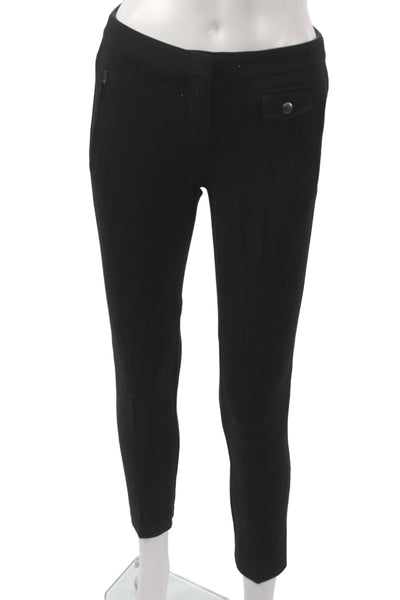 Theory Women Ankle Pants Black Button Closure Viscose Equestrian Size 0