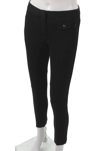 Theory Women Ankle Pants Black Button Closure Viscose Equestrian Size 0