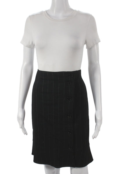 Emporio Armani Women Straight Pencil Skirt Black Virgin Wool Size 4