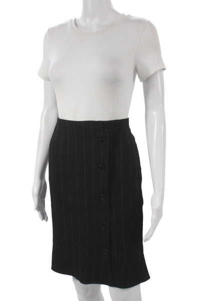Emporio Armani Women Straight Pencil Skirt Black Virgin Wool Size 4