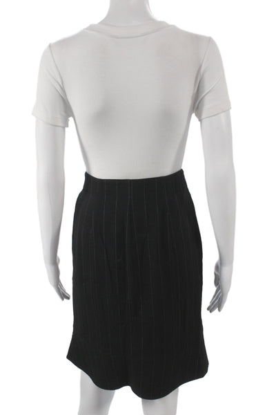 Emporio Armani Women Straight Pencil Skirt Black Virgin Wool Size 4