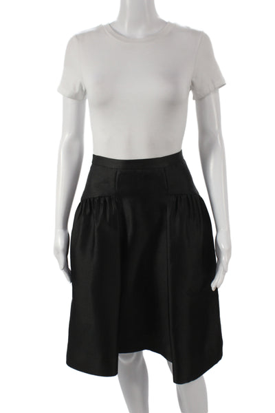 Phoebe Womens A-Line Black Knee Length Skirt 100% Polyester Zip Closure Size 2
