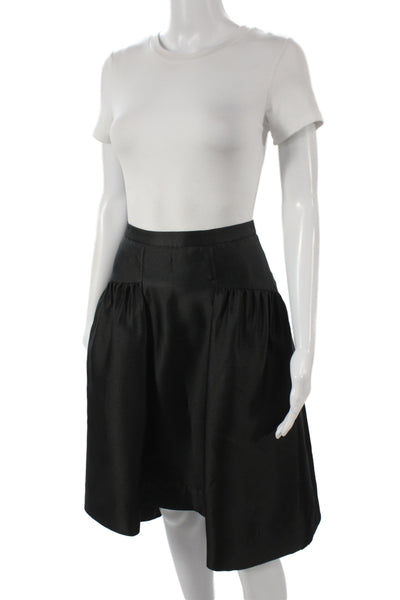 Phoebe Womens A-Line Black Knee Length Skirt 100% Polyester Zip Closure Size 2