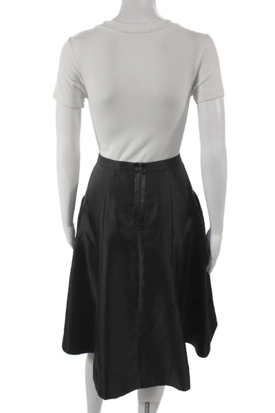 Phoebe Womens A-Line Black Knee Length Skirt 100% Polyester Zip Closure Size 2