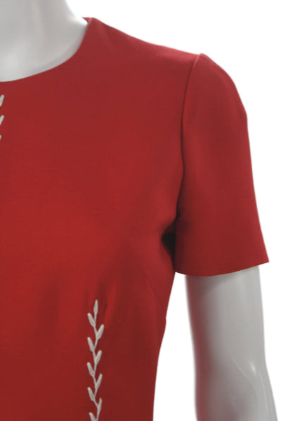 Alexander McQueen Women Fit & Flare Dress Red Short Sleeve Size 38