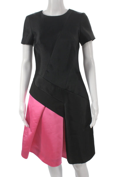 J. Mendel Womens Sheath Black Knee Length Short Sleeve Dress Size 2
