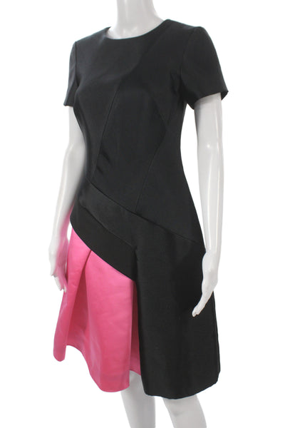 J. Mendel Womens Sheath Black Knee Length Short Sleeve Dress Size 2