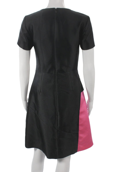 J. Mendel Womens Sheath Black Knee Length Short Sleeve Dress Size 2