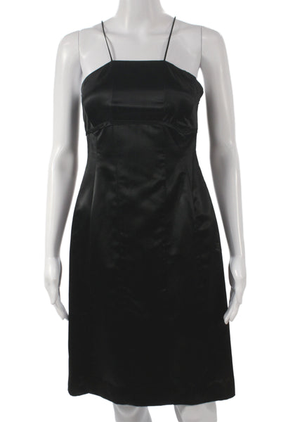 Narciso Rodriguez Womens Sheath Dress Black Silk Square Neck Sleeveless Size 6