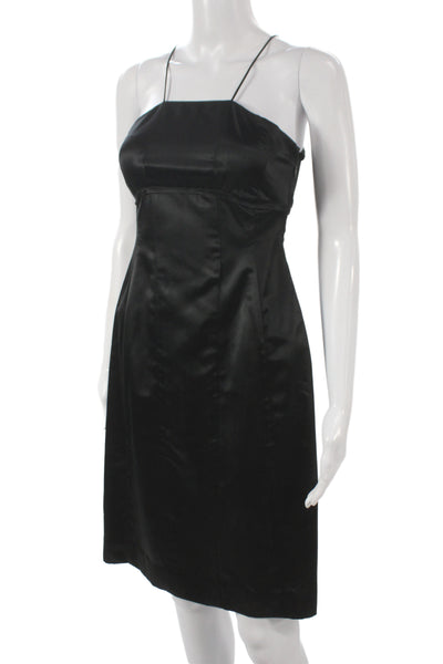 Narciso Rodriguez Womens Sheath Dress Black Silk Square Neck Sleeveless Size 6