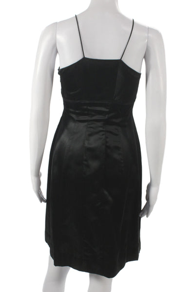 Narciso Rodriguez Womens Sheath Dress Black Silk Square Neck Sleeveless Size 6