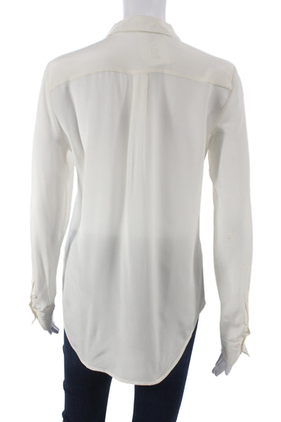 Zara Women Basic Collared Button White Long Sleeve Blouse Size S