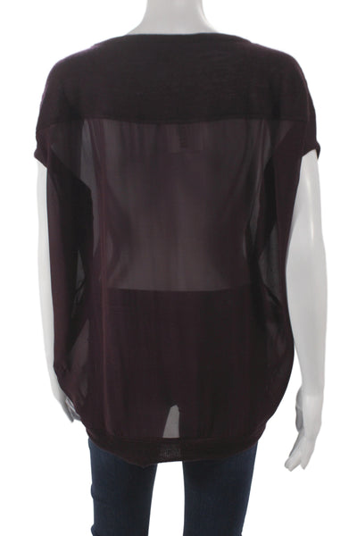 Vince Women Basic Blouse Purple Short Sleeve Round Neck Size XS