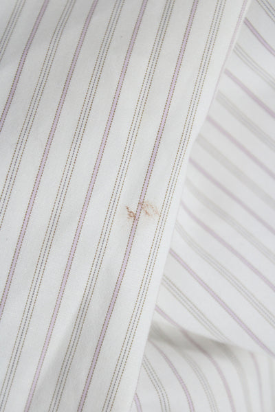 Brooks Brothers Women White Striped Button-Up Long Sleeve Cotton Size 2