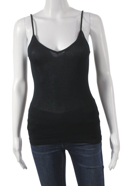 Vanessa Bruno Womens Camisole Black V-Neck Cotton Sleeveless Solid Size 1