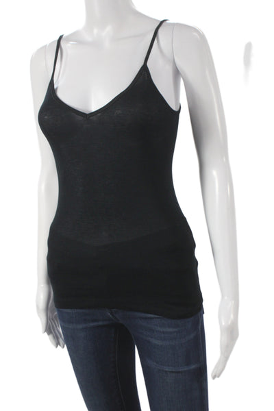 Vanessa Bruno Womens Camisole Black V-Neck Cotton Sleeveless Solid Size 1
